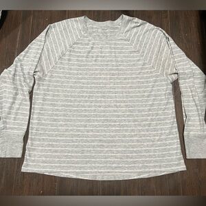 American Eagle Outfitters Gray Striped Crew Neck Sweater